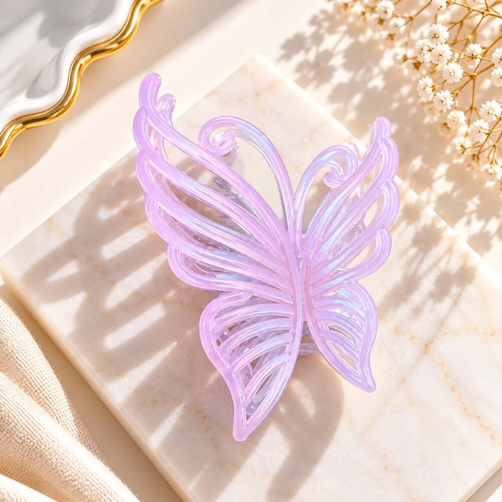 Y2K Fairycore Iridescent Pink Butterfly Hair Claw Clip